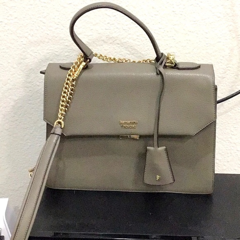 Samantha Thavasa Olive Leather Satchel Bag